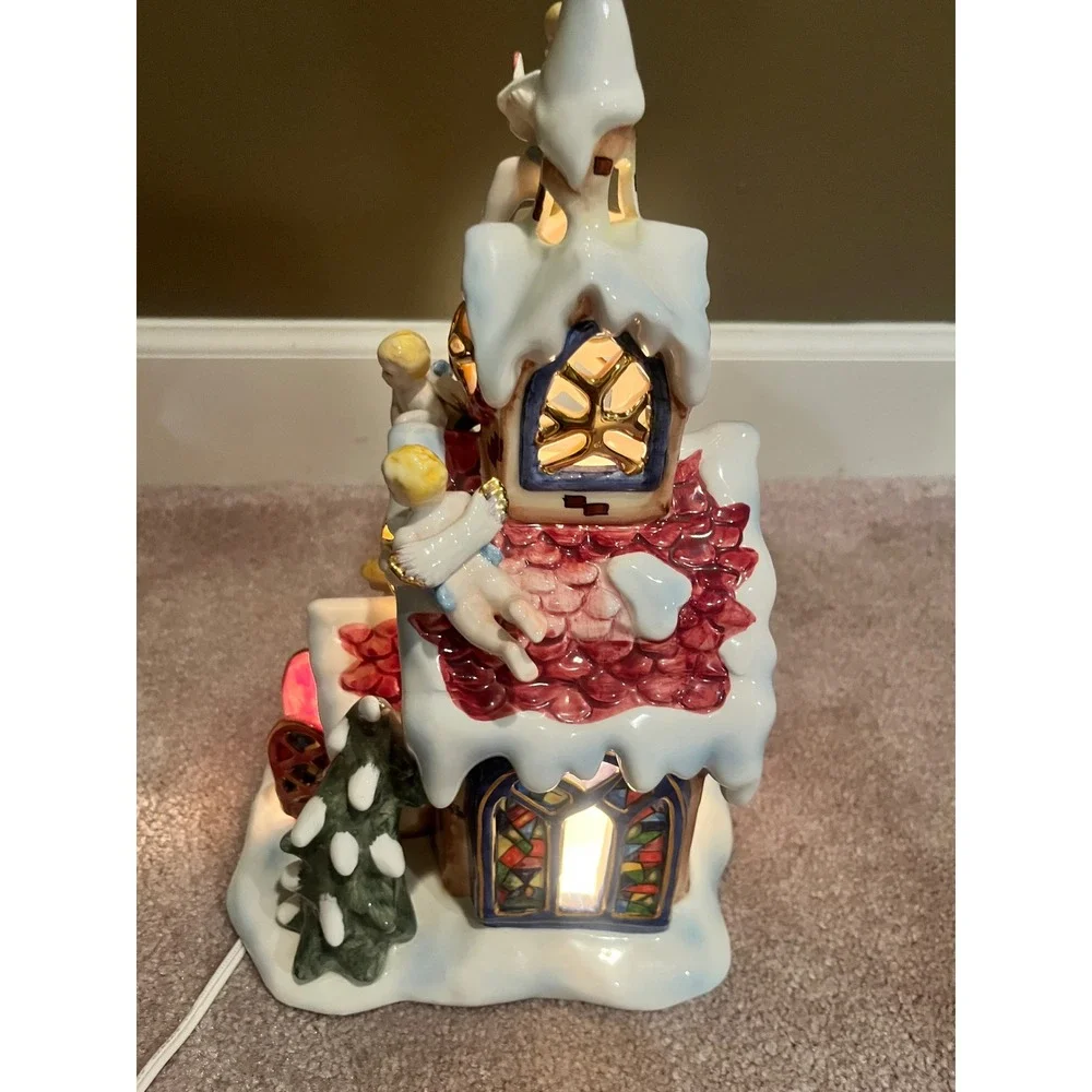 Grandeur Noel Lighted Ceramic Holiday House Angels Christmas Village Collector